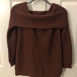 Brown off the shoulder sweater